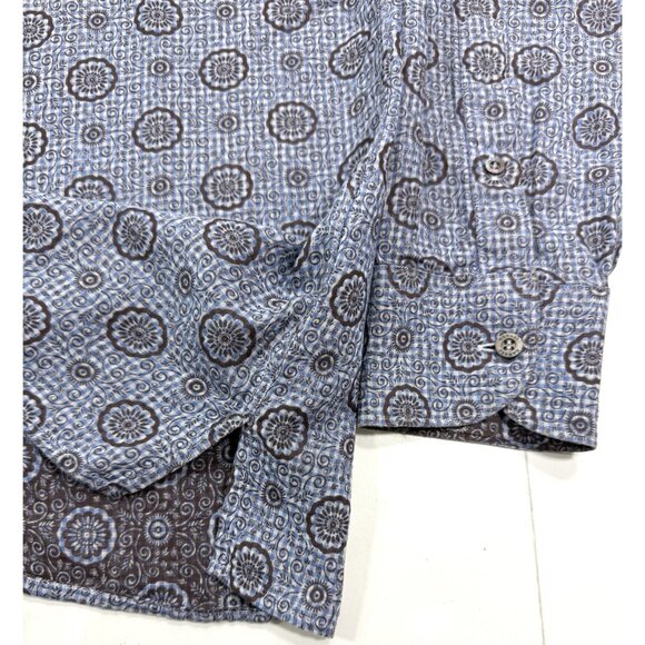 Canali Mens Shirt Long Sleeve Button Down Sz Large Made In Italy Floral Pattern - Picture 4 of 11
